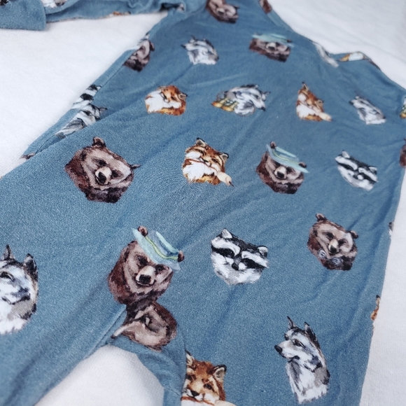 Posh Peanut Bamboo Wolf Bear Raccoon Double Zipper Footed Sleeper Footie Pajama - Picture 8 of 9